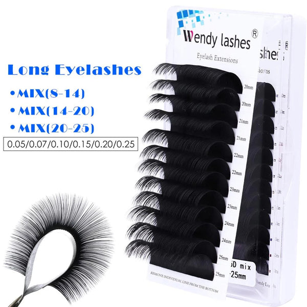 12 Row 0.03mm Premium Classic Black Eyelashes Extensions Mix Length